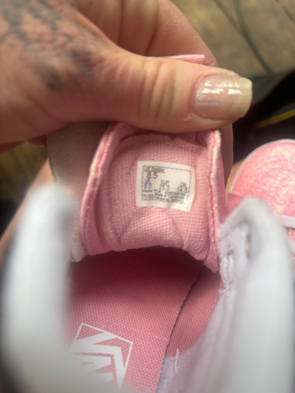 Vans Kids Pink Glitter High-Top Sneakers with Black Accent - Picture 5 of 5
